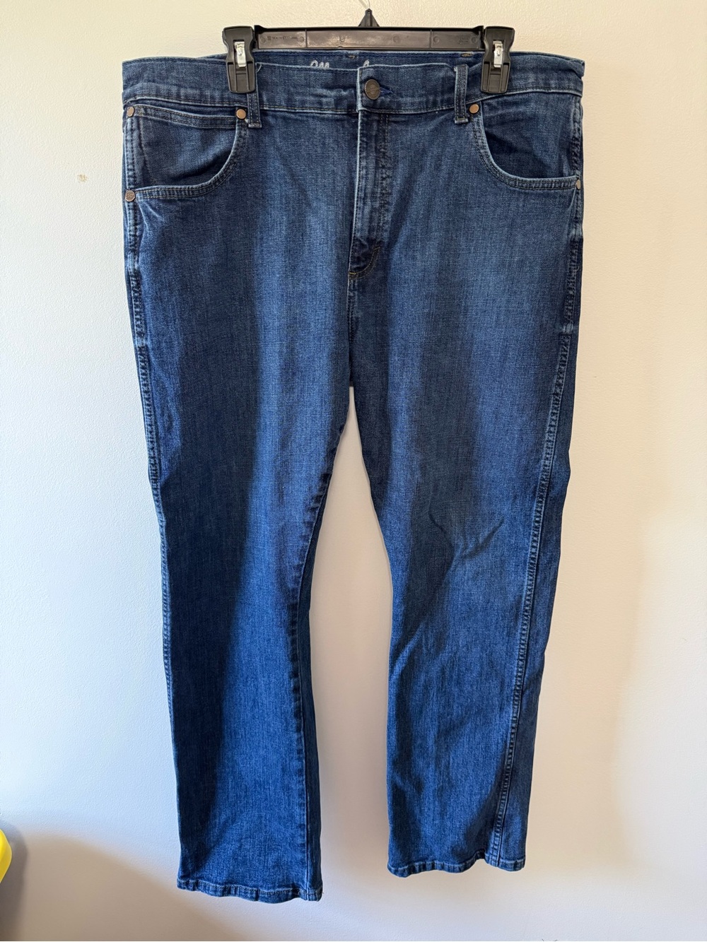 Men's Wrangler Slim Boot Jeans in Dark Blue Denim